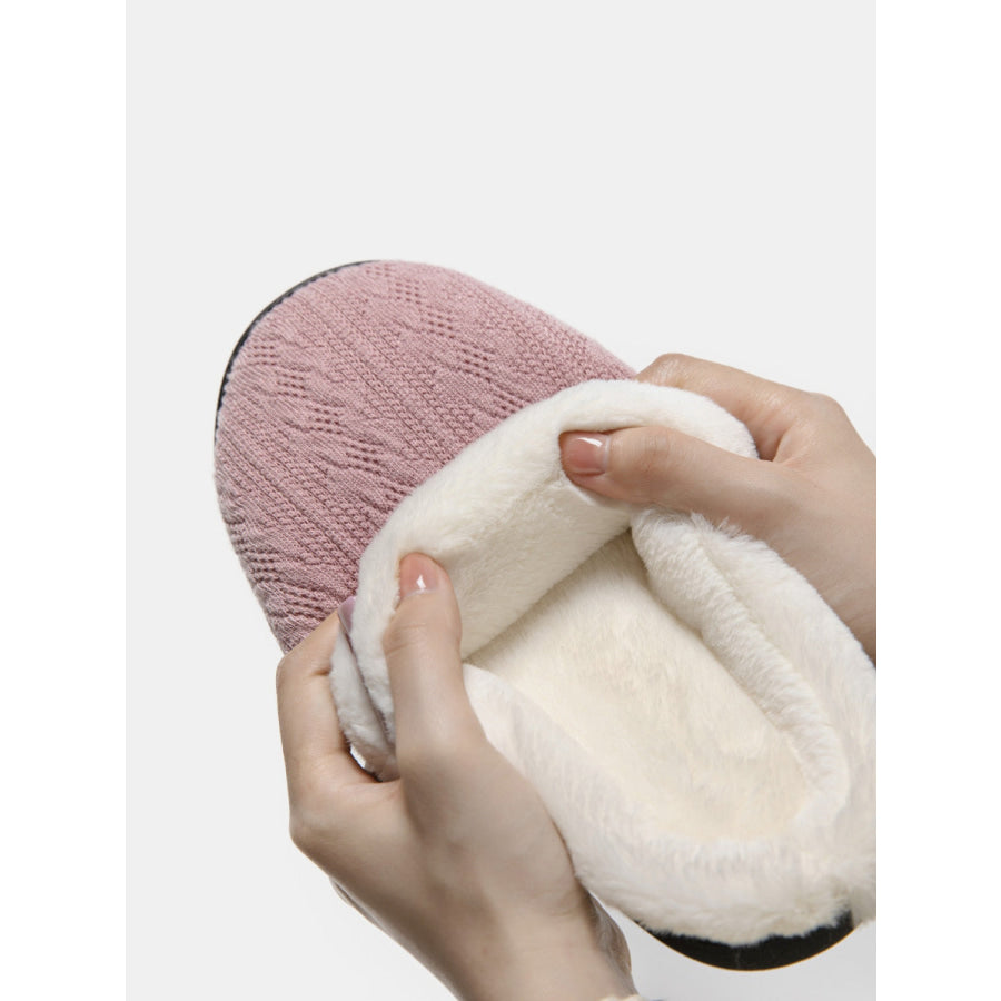 Horn Buckle Furry Texture Flat Slippers Apparel and Accessories