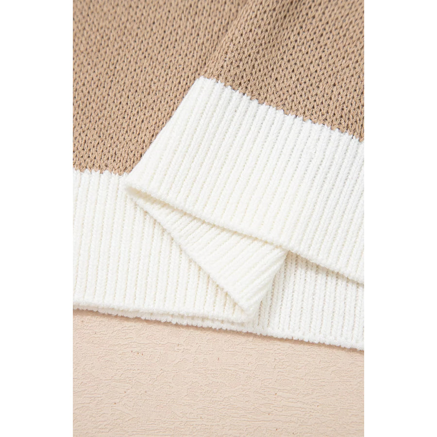 Horse Shoe Pattern Contrast Trim Short Sleeve Sweater Apparel and Accessories