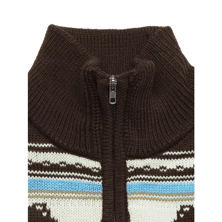 Horse Zip Up Mock Neck Cardigan Apparel and Accessories