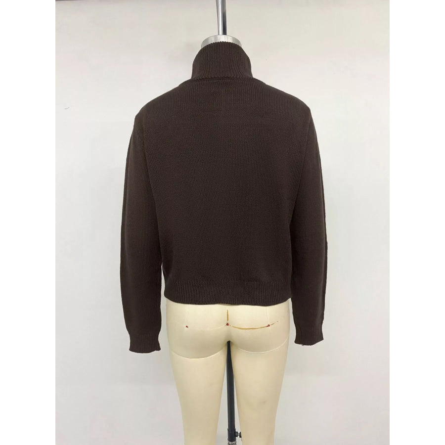 Horse Zip Up Mock Neck Cardigan Apparel and Accessories