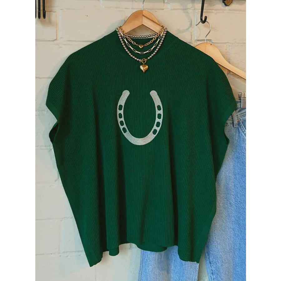 Horseshoe Graphic Short Sleeve Sweater Apparel and Accessories
