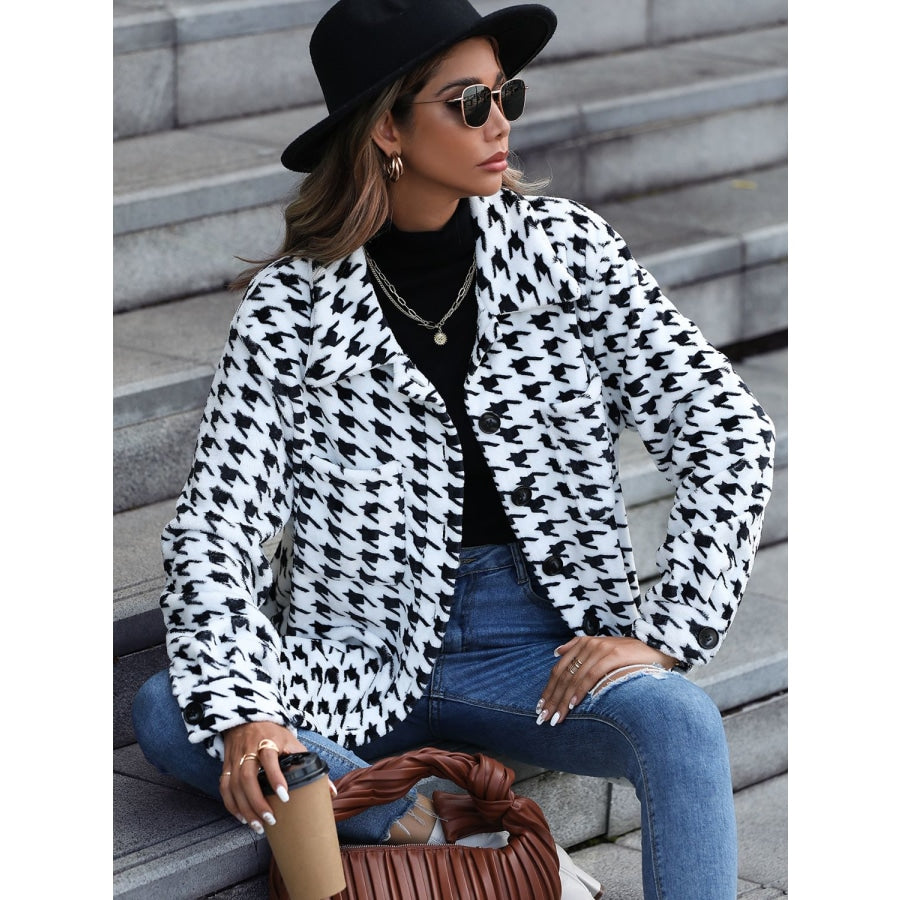 Houndstooth Button Down Jacket