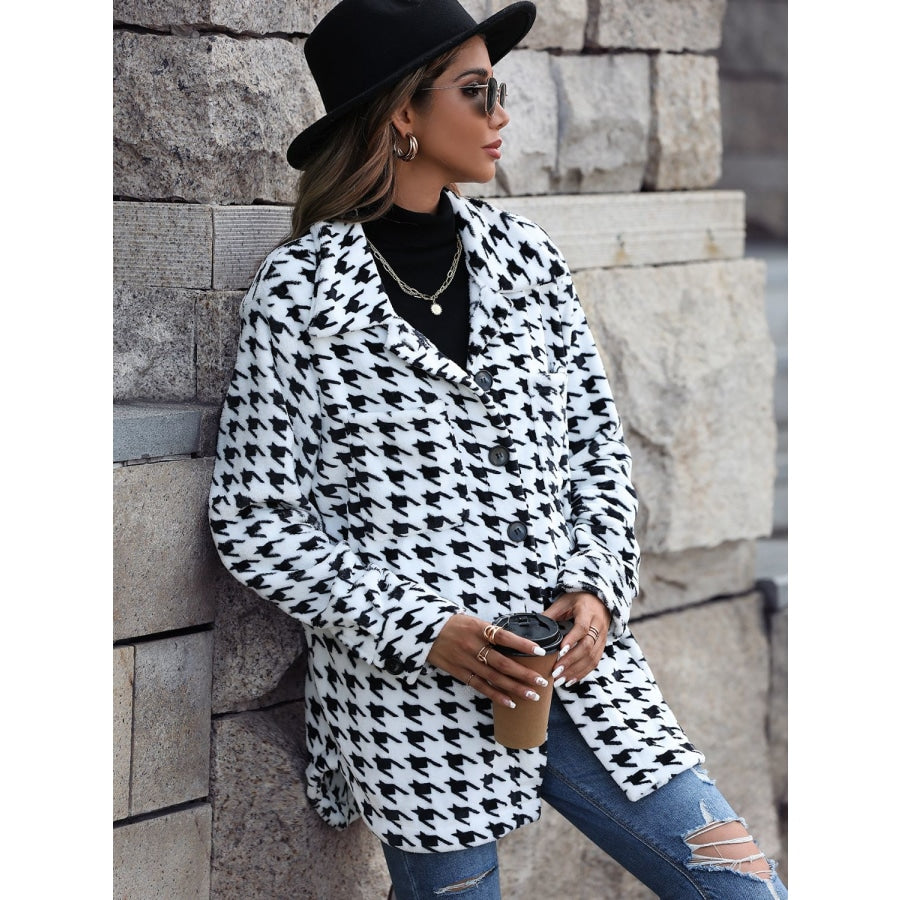 Houndstooth Button Down Jacket