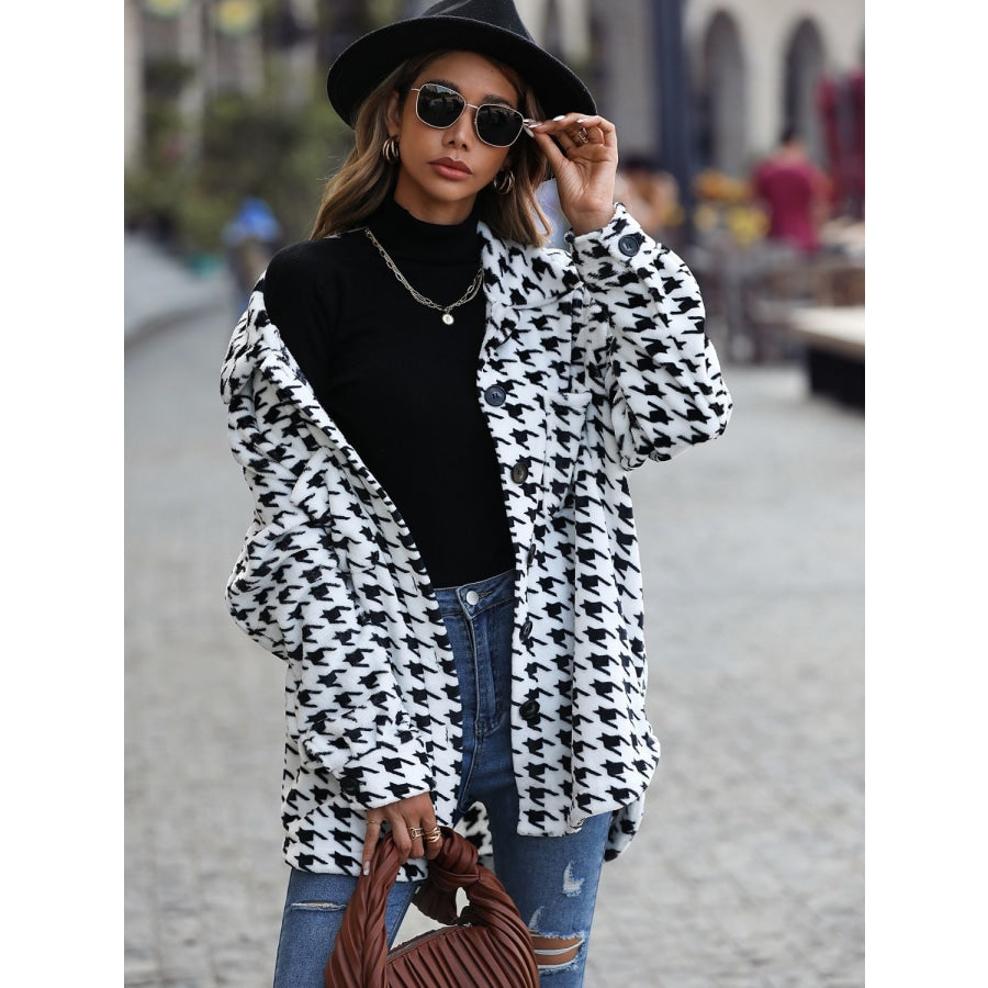 Houndstooth Button Down Jacket