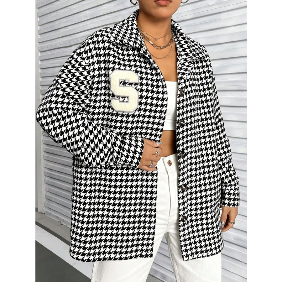 Houndstooth Button Down Long Sleeve Shacket Apparel and Accessories