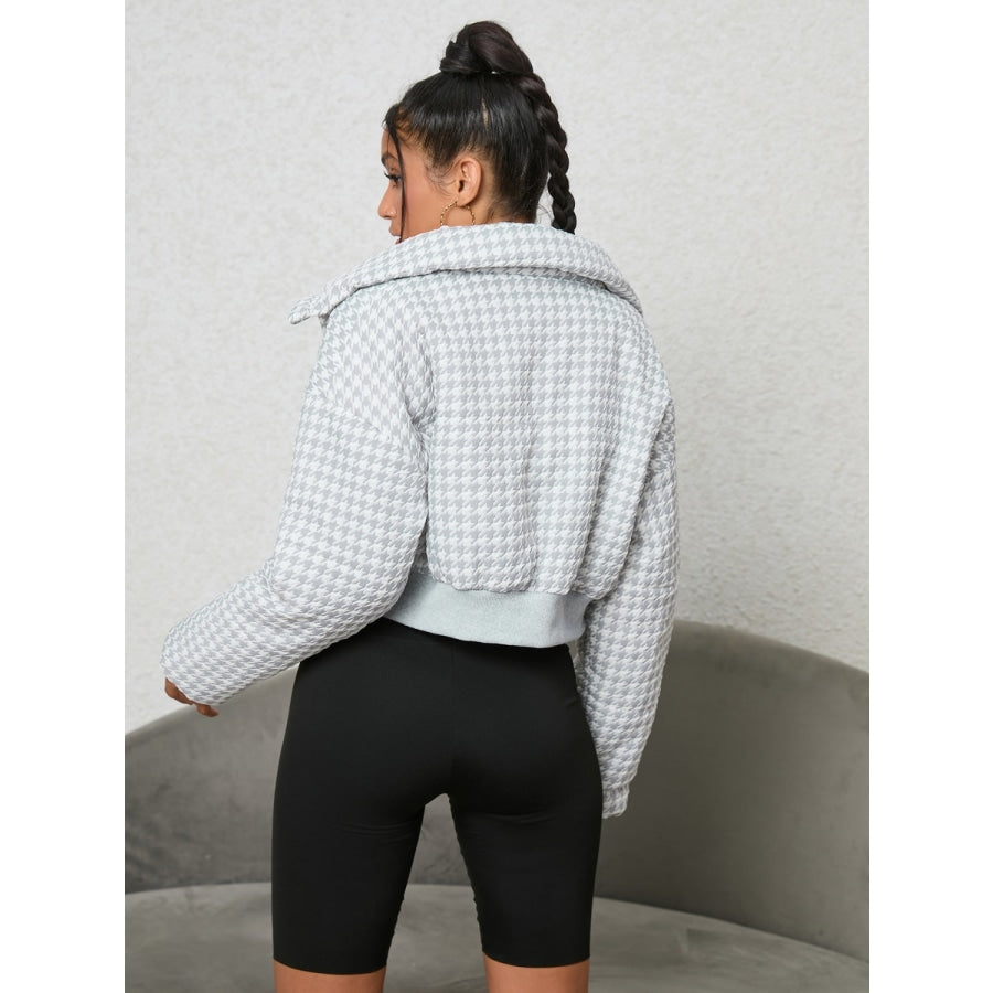 Houndstooth Zip-Up Jacket