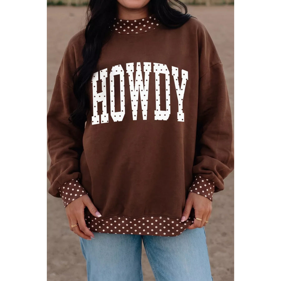 ’HOWDY’ Graphic Polka Dot Trim Sweatshirt Apparel and Accessories