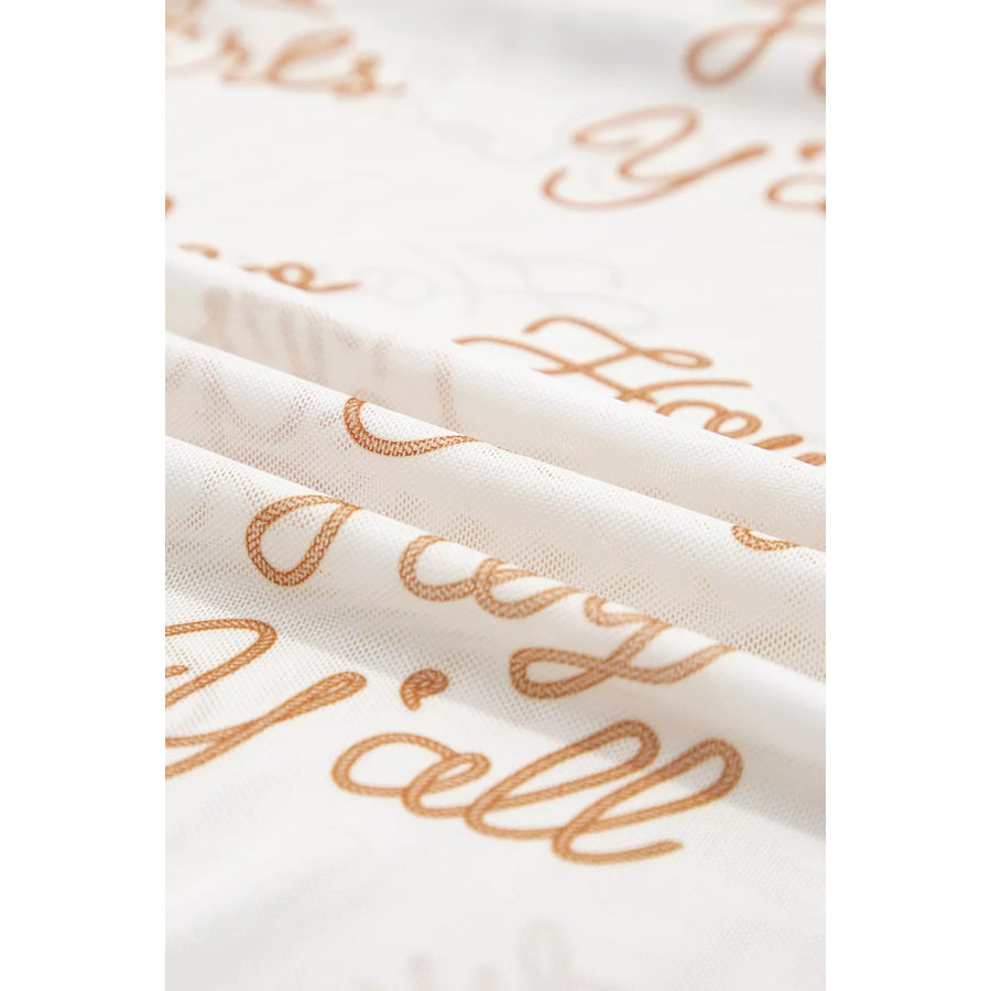 Howdy Hey Yall Mesh High Neck Long Sleeve Top Apparel and Accessories