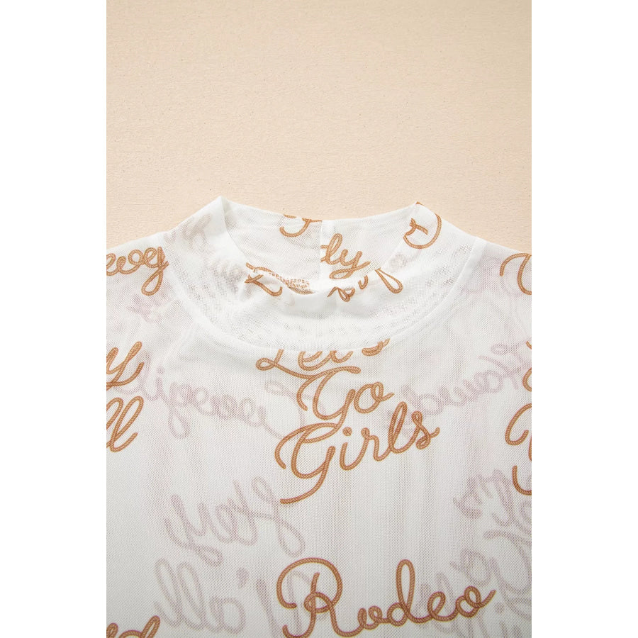 Howdy Hey Yall Mesh High Neck Long Sleeve Top Apparel and Accessories