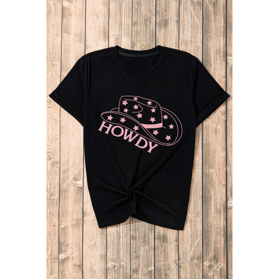 HOWDY Round Neck Short Sleeve T - Shirt Apparel and Accessories