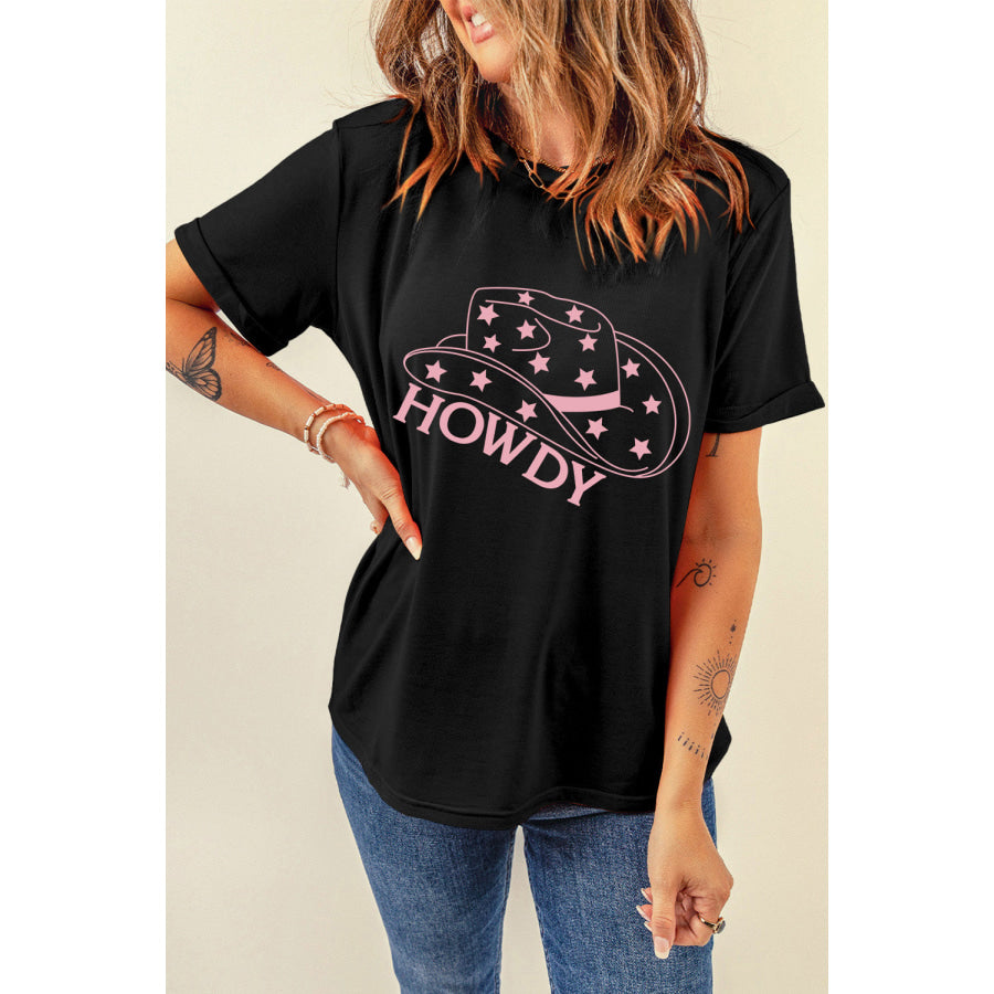 HOWDY Round Neck Short Sleeve T - Shirt Apparel and Accessories