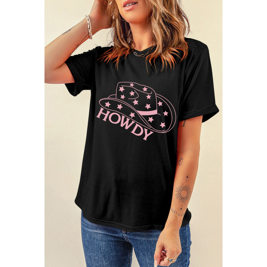 HOWDY Round Neck Short Sleeve T - Shirt Black / S Apparel and Accessories