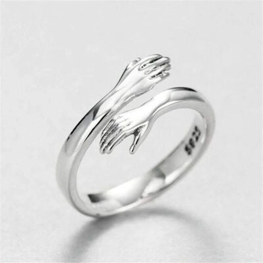 Hug Shape 925 Sterling Silver Bypass Ring Silver / 7 Apparel and Accessories