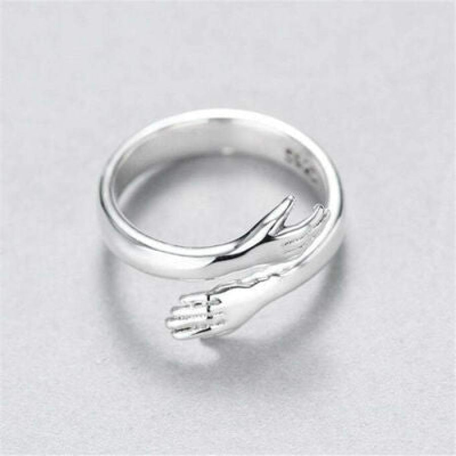 Hug Shape 925 Sterling Silver Bypass Ring Silver / 7 Apparel and Accessories