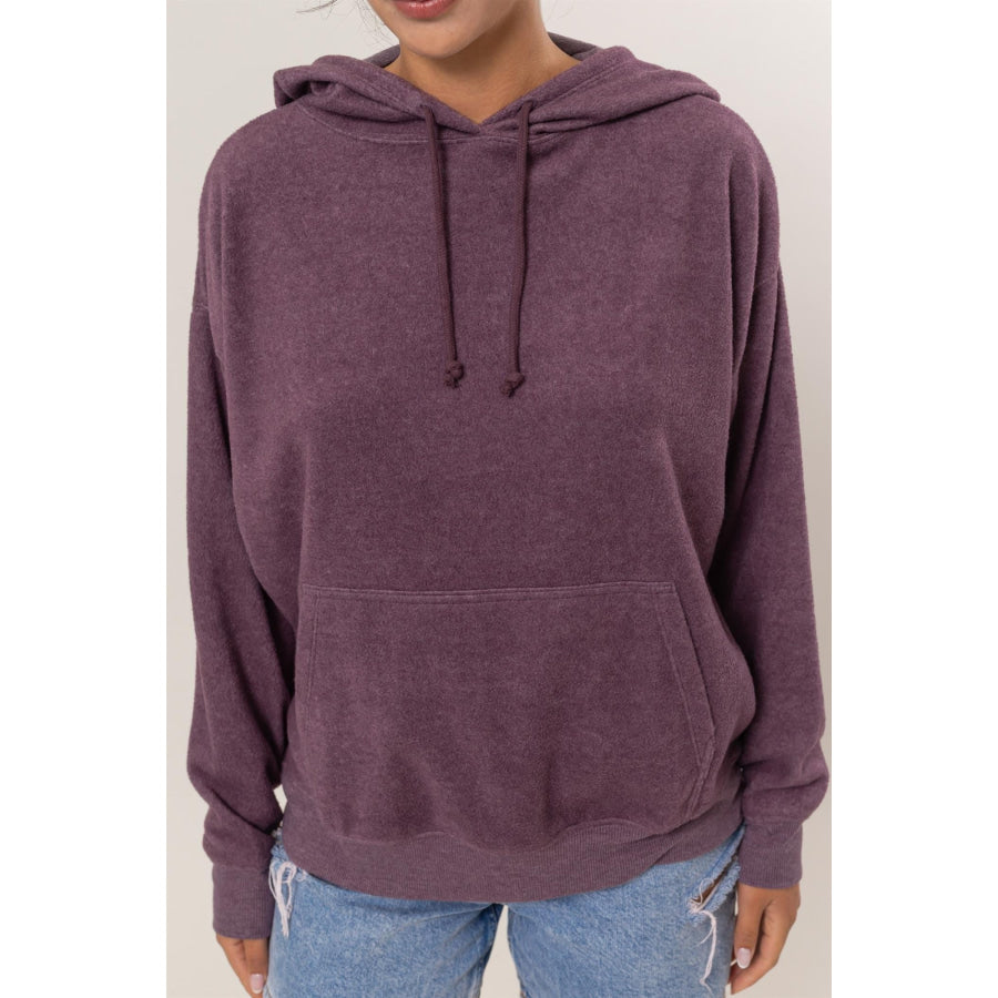 HYFVE Brushed Long Sleeve Hoodie with Kangaroo Pocket Apparel and Accessories