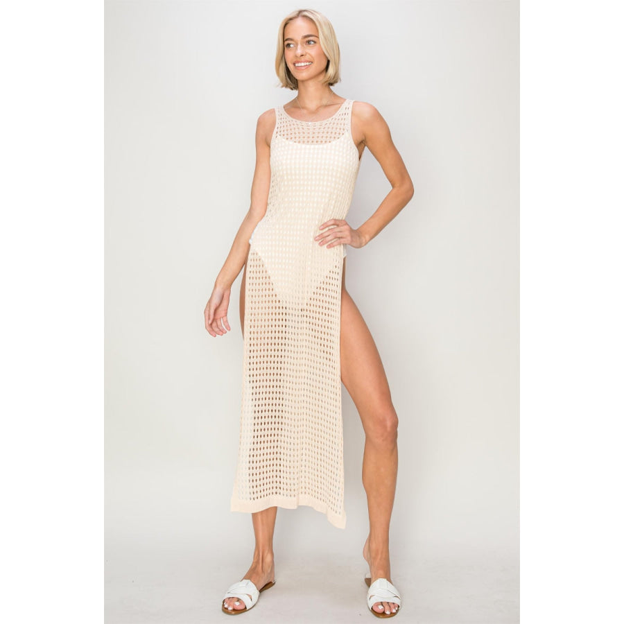 HYFVE Crochet Backless Cover Up Dress Apparel and Accessories