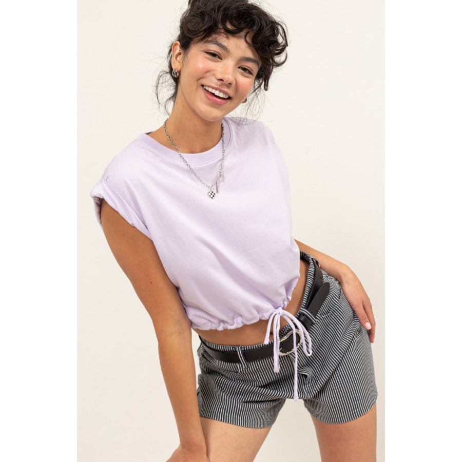 HYFVE Drawstring Hem Crop Top Lavender / S Apparel and Accessories