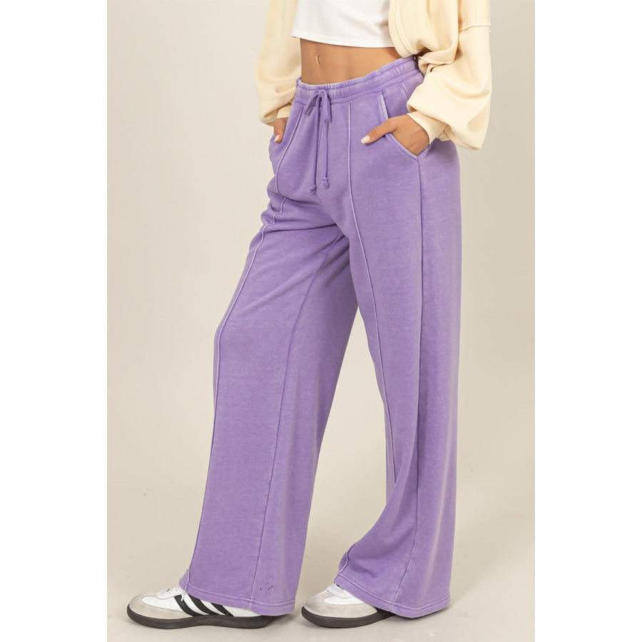 HYFVE Drawstring High Rise Wide Leg Pants Apparel and Accessories