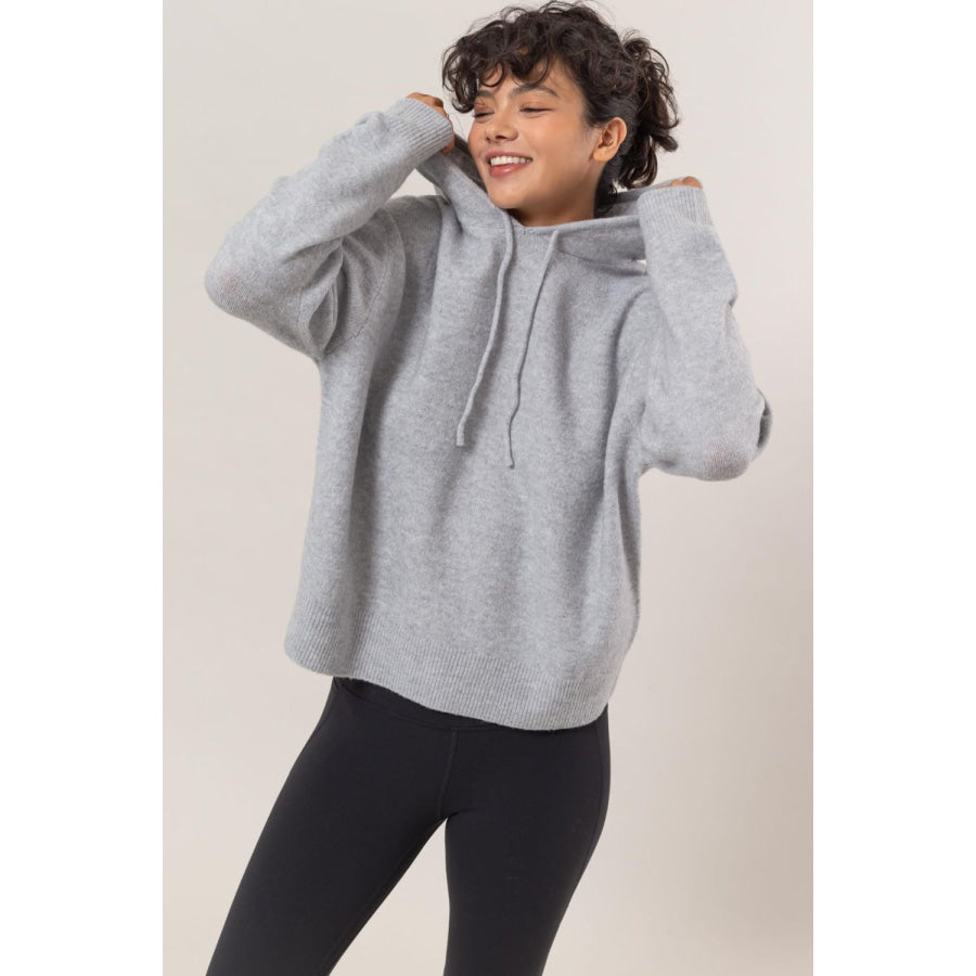 HYFVE Drawstring Long Sleeve Hooded Sweater Gray / S Apparel and Accessories