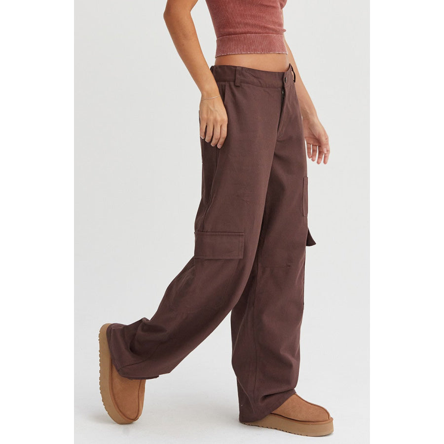 HYFVE Elastic Waist Wide-Leg Cargo Pants Apparel and Accessories