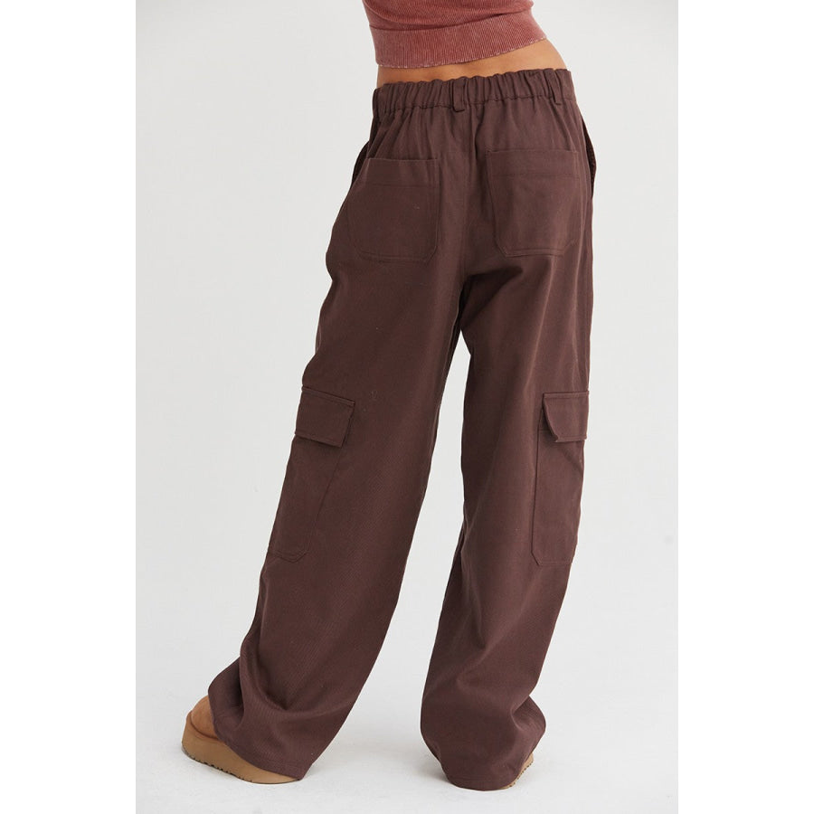 HYFVE Elastic Waist Wide-Leg Cargo Pants Apparel and Accessories