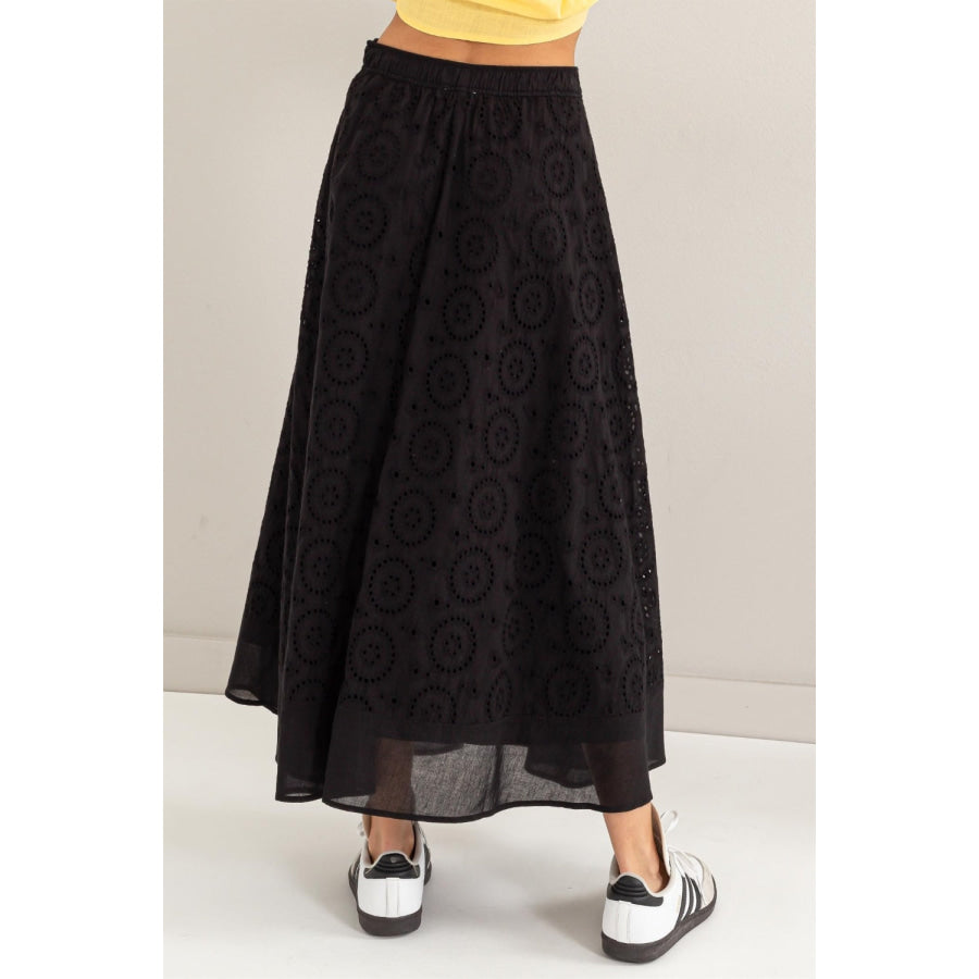 HYFVE Eyelet High-Waist Midi Skirt Apparel and Accessories