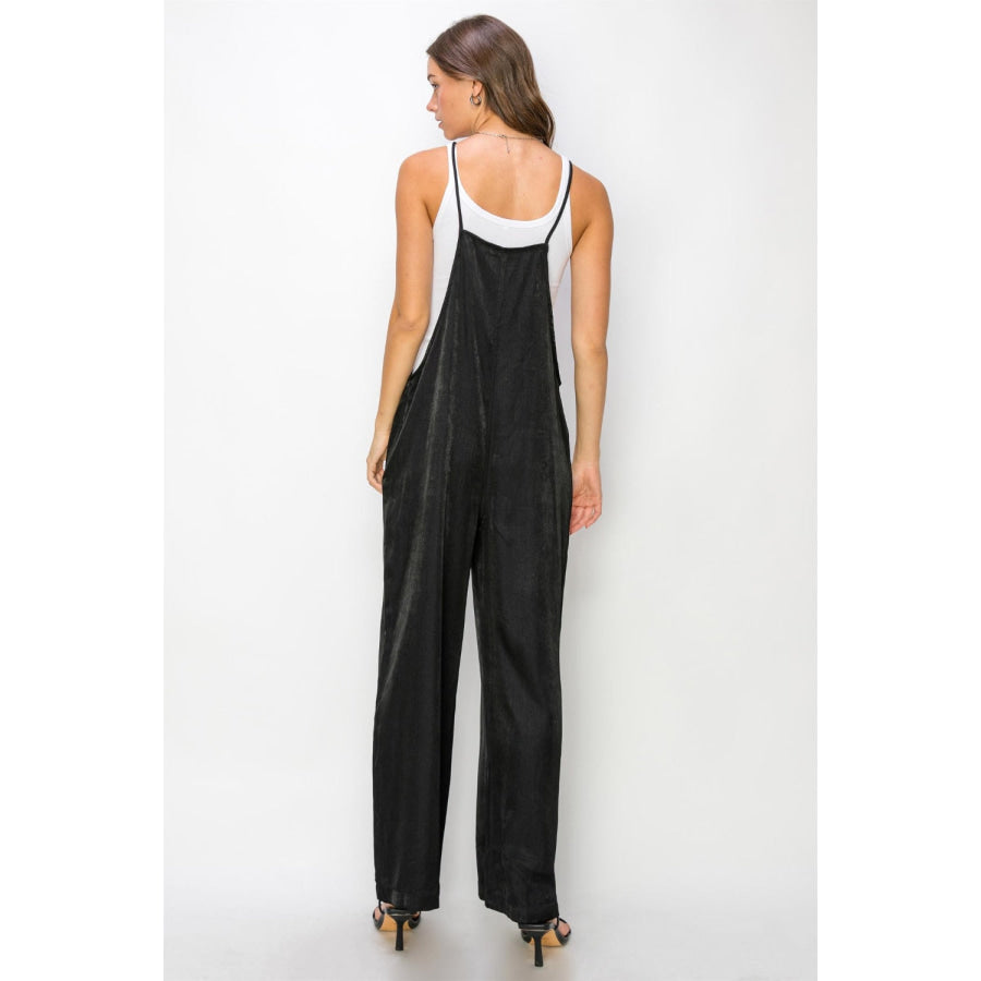 HYFVE Half Button Sleeveless Straight Jumpsuit Apparel and Accessories