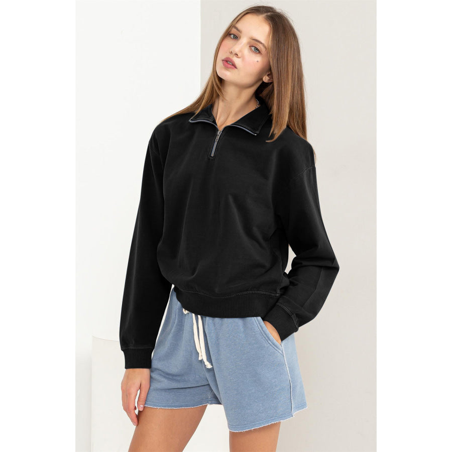 HYFVE Half Zip Drop Shoulder Sweatshirt Apparel and Accessories