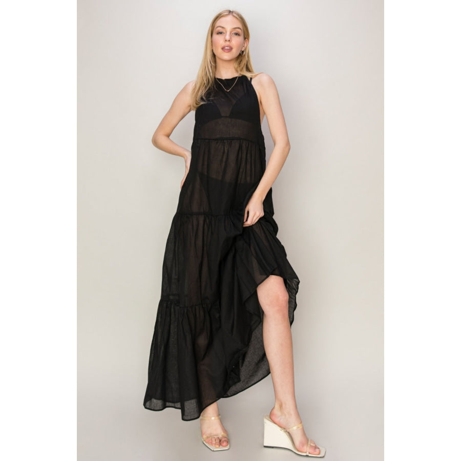 HYFVE Halter Neck Cover Up Maxi Dress Black / S Apparel and Accessories