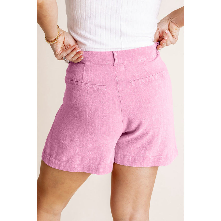 HYFVE High Waist Pleated Linen Shorts Apparel and Accessories