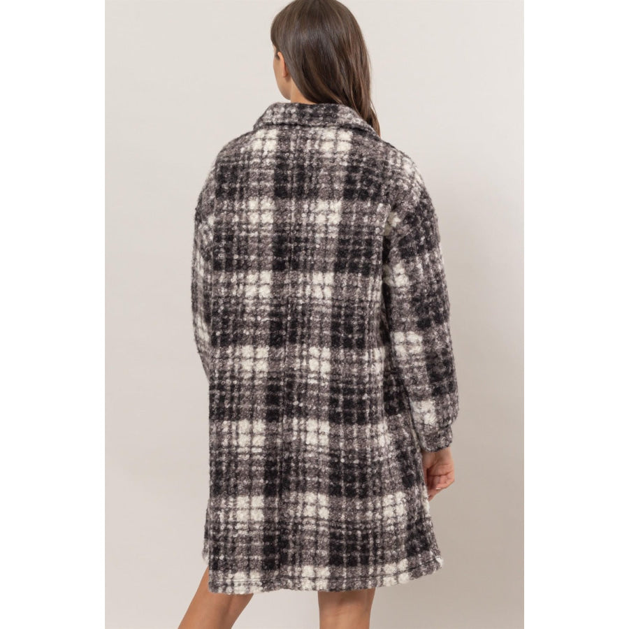 HYFVE Plaid Button Down Longline Shacket Apparel and Accessories