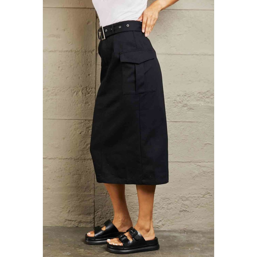 HYFVE Professional Poise Buckled Midi Skirt Clothing