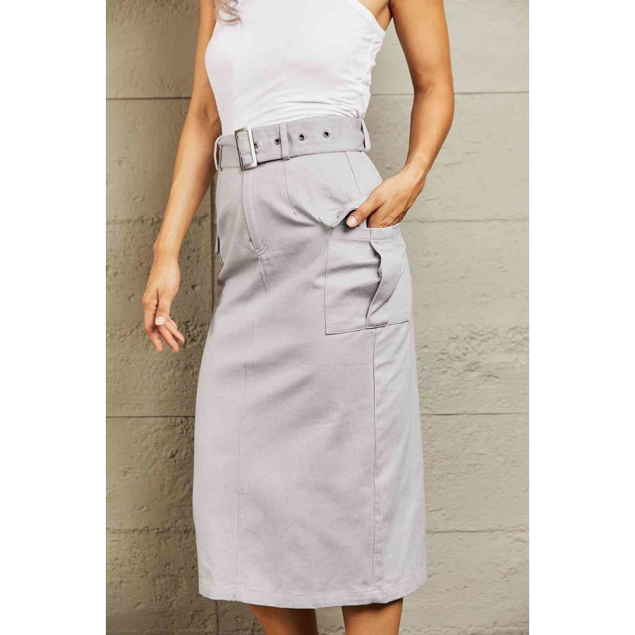 HYFVE Professional Poise Buckled Midi Skirt Clothing