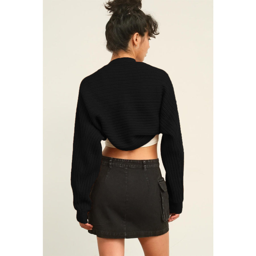 HYFVE Ribbed Knit Bolero Cardigan Black / S Apparel and Accessories