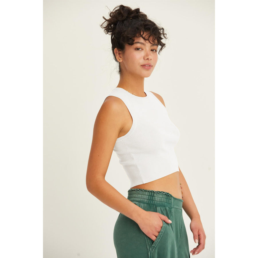 HYFVE Ribbed Knit Cropped Tank Off White / S Apparel and Accessories