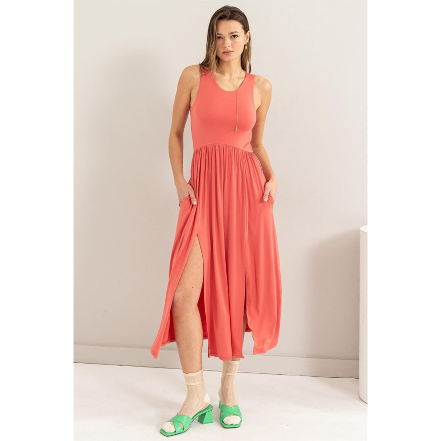 HYFVE Sleeveless Slit Midi Dress Spiced Coral / S Apparel and Accessories