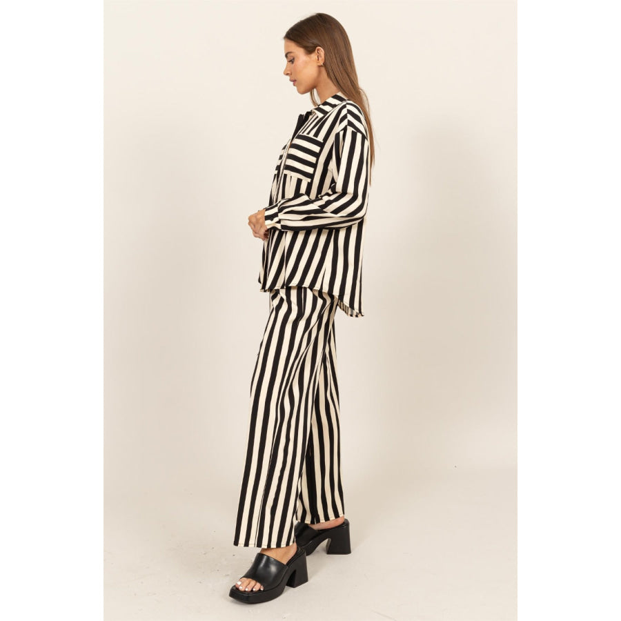 HYFVE Striped Button Up Shirt and Pants Set Apparel and Accessories