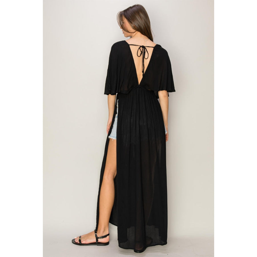 HYFVE Tie Back Maxi Split Cover Up Dress Apparel and Accessories