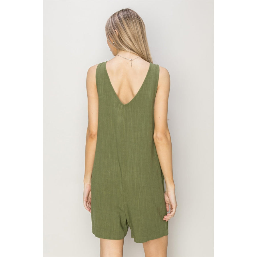 HYFVE V-Neck Sleeveless Romper with Pockets Apparel and Accessories