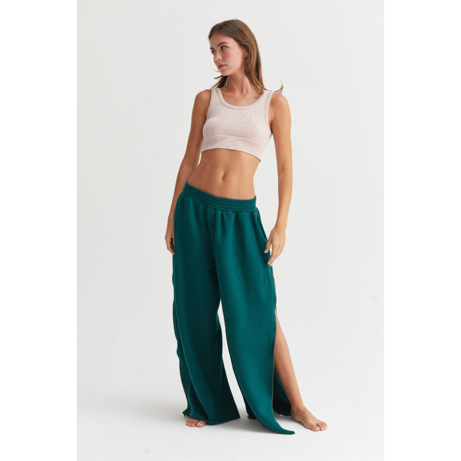 HYFVE Wide-Leg Side Zipper Sweatpants Apparel and Accessories