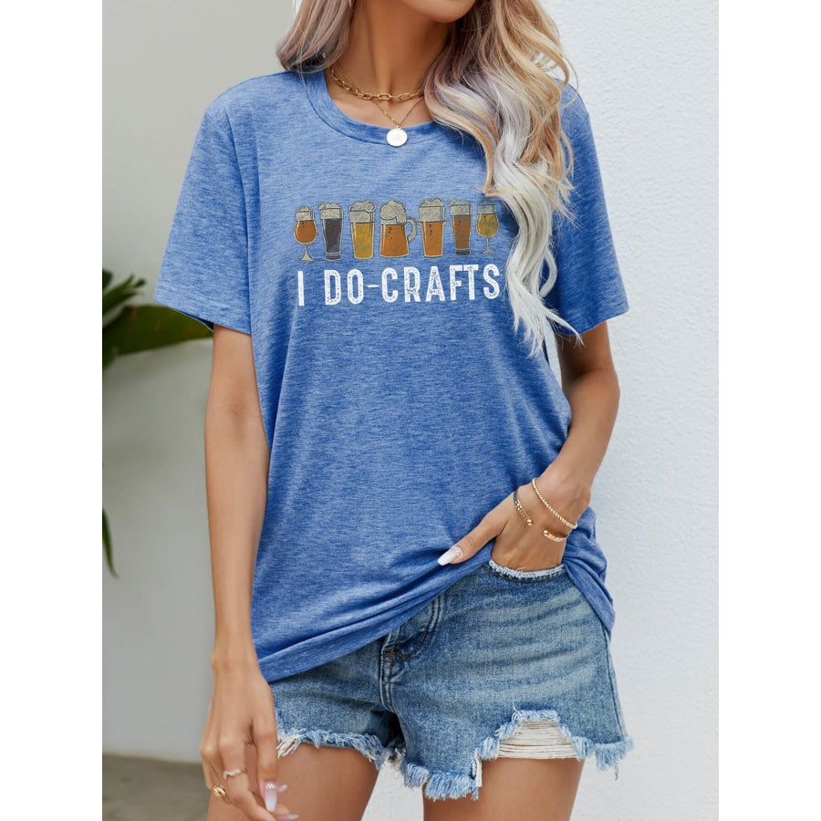 I DO CRAFTS Round Neck T-Shirt Cobalt Blue / S