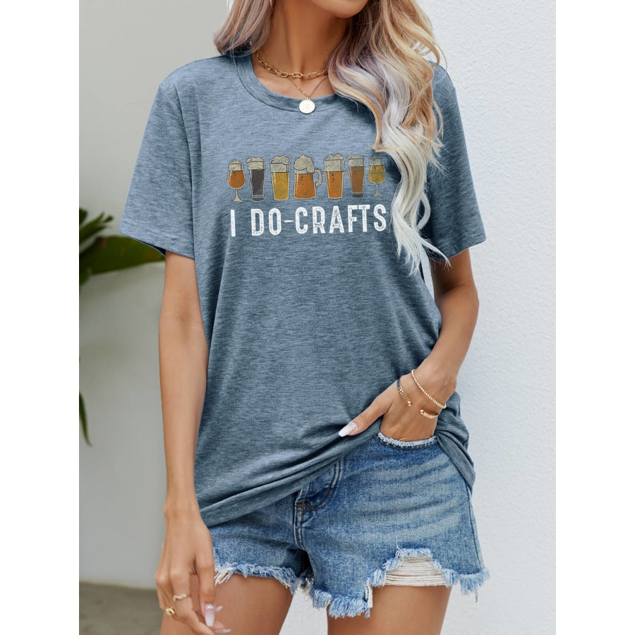 I DO CRAFTS Round Neck T-Shirt Misty Blue / S