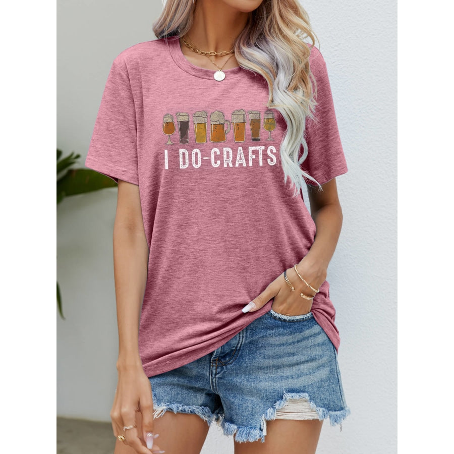 I DO CRAFTS Round Neck T-Shirt Rouge Pink / S