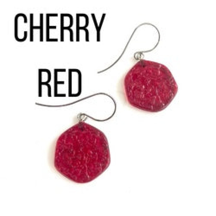 Ice Chip Drop Earrings - Single Style Cherry Red / Gun Metal Drop Earrings