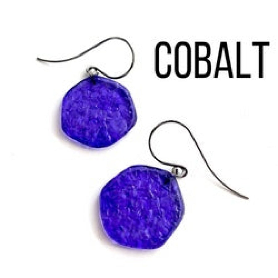 Ice Chip Drop Earrings - Single Style Cobalt / Gun Metal Drop Earrings
