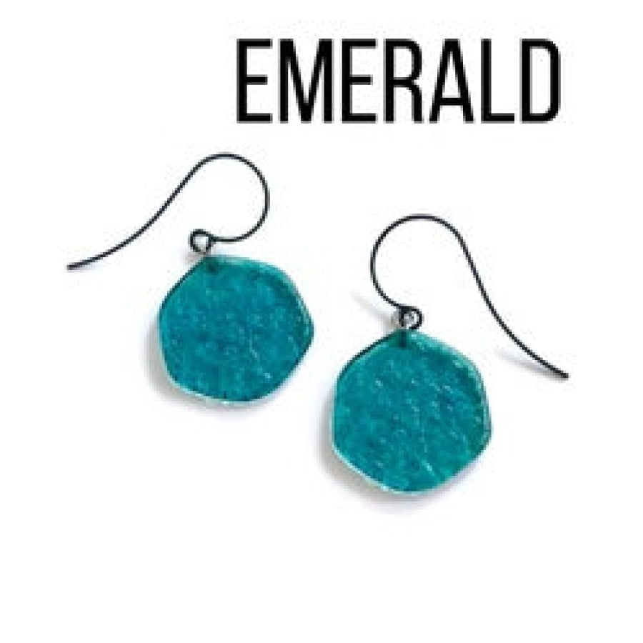 Ice Chip Drop Earrings - Single Style Emerald / Gun Metal Drop Earrings