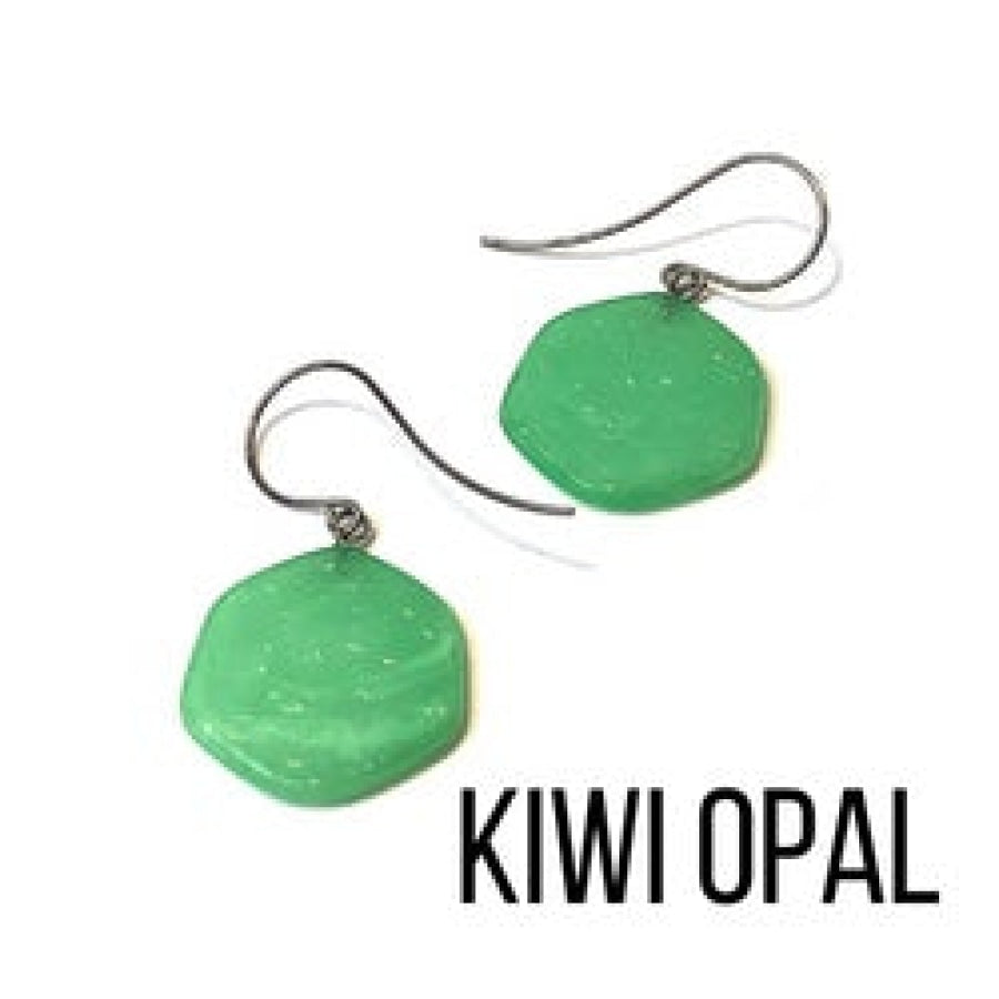Ice Chip Drop Earrings - Single Style Kiwi Opal / Gun Metal Drop Earrings