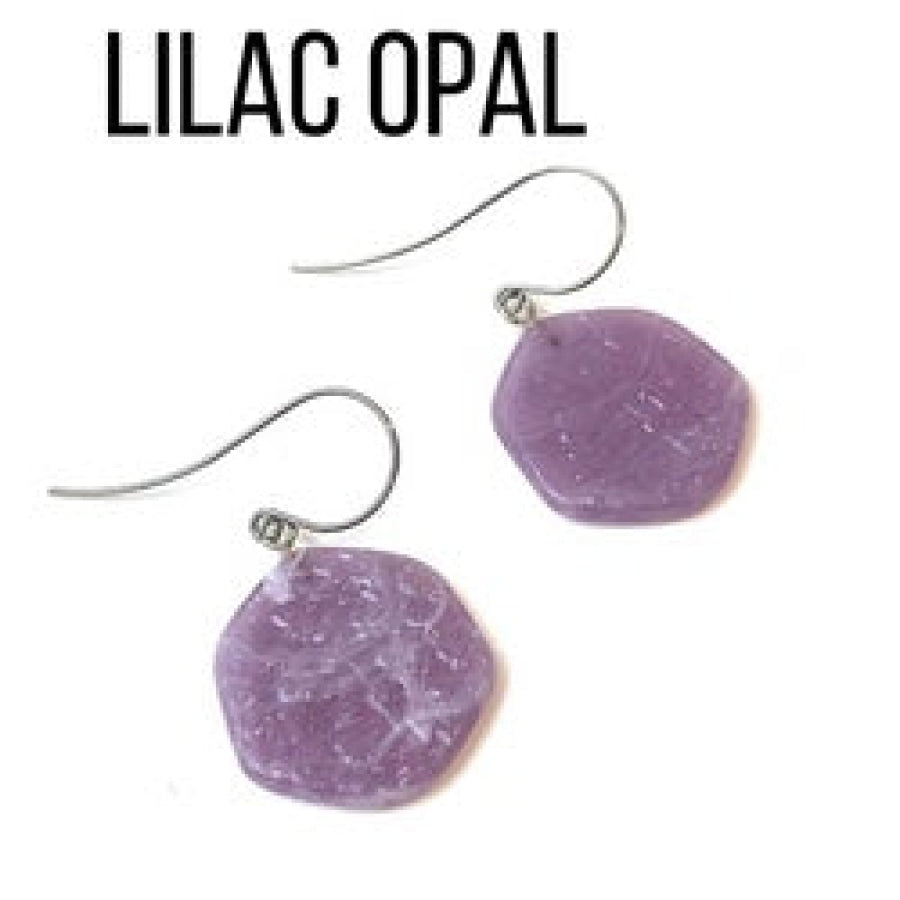 Ice Chip Drop Earrings - Single Style Lilac Opal / Gun Metal Drop Earrings