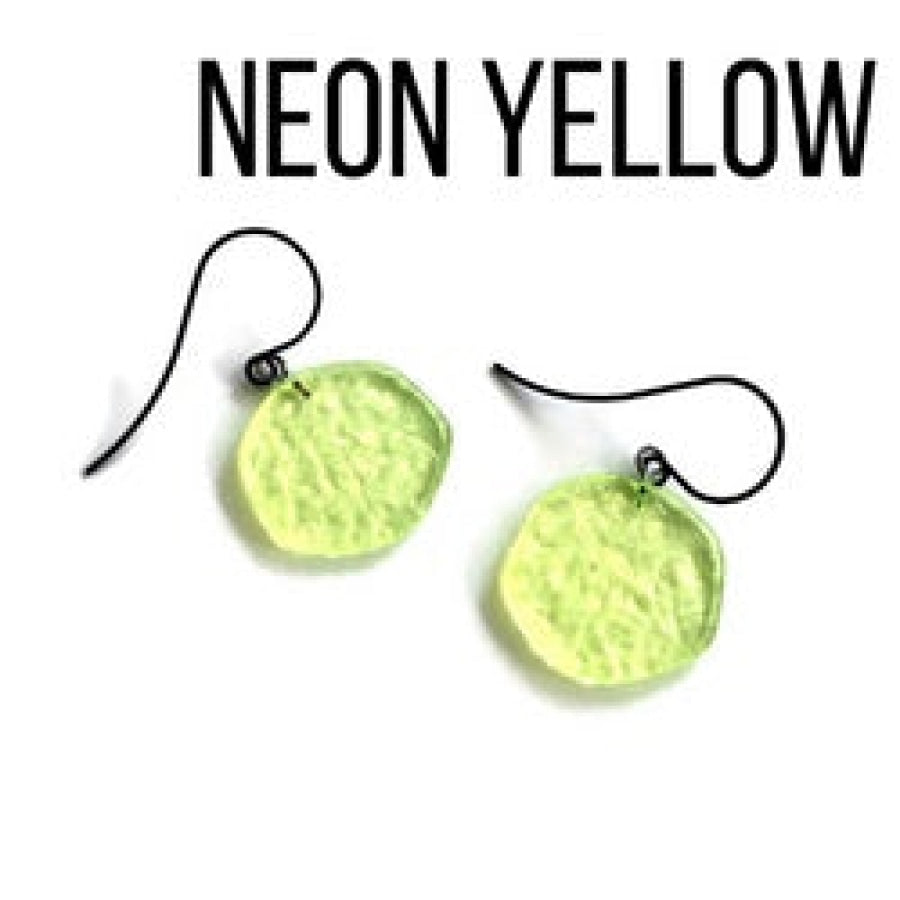 Ice Chip Drop Earrings - Single Style Neon Yellow / Gun Metal Drop Earrings