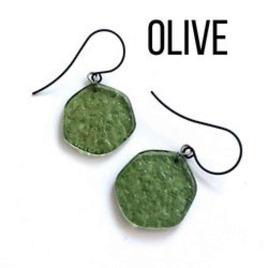 Ice Chip Drop Earrings - Single Style Olive Green / Gun Metal Drop Earrings
